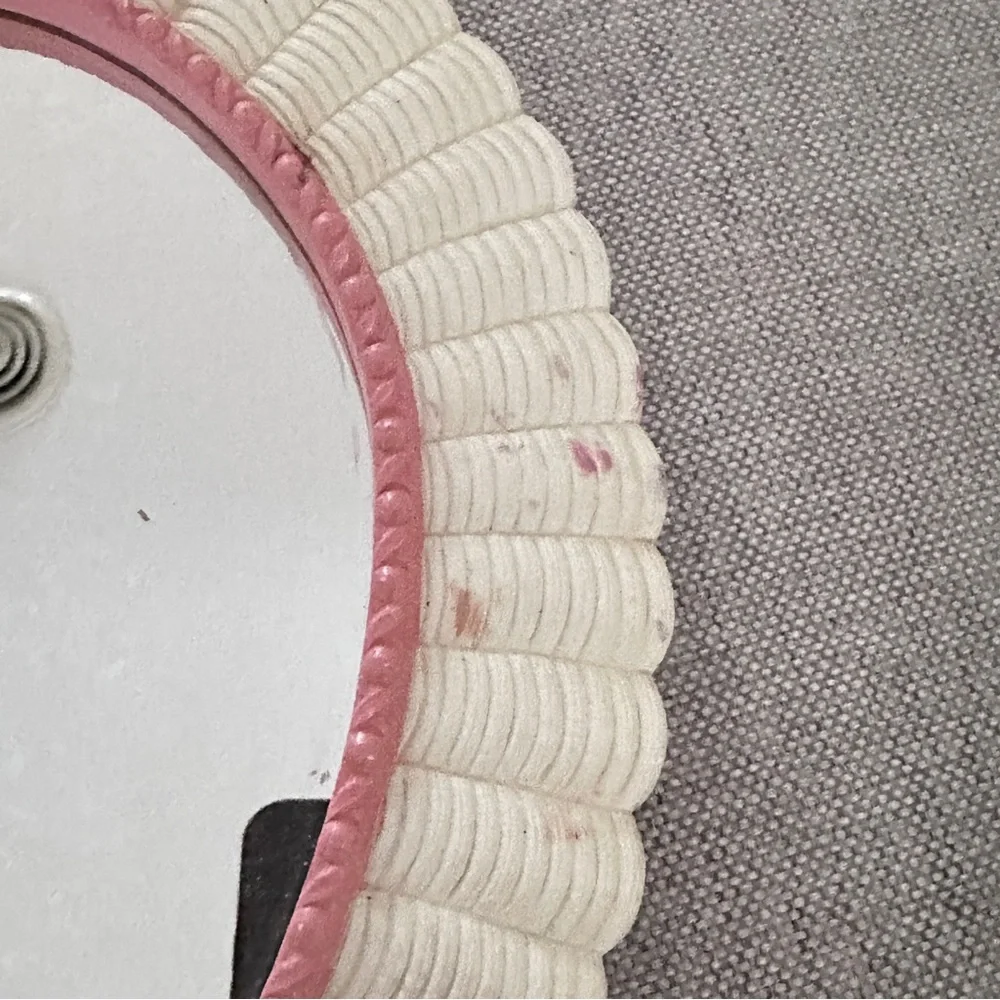 Vintage Heart-Shaped White and Pink Wall Mirror